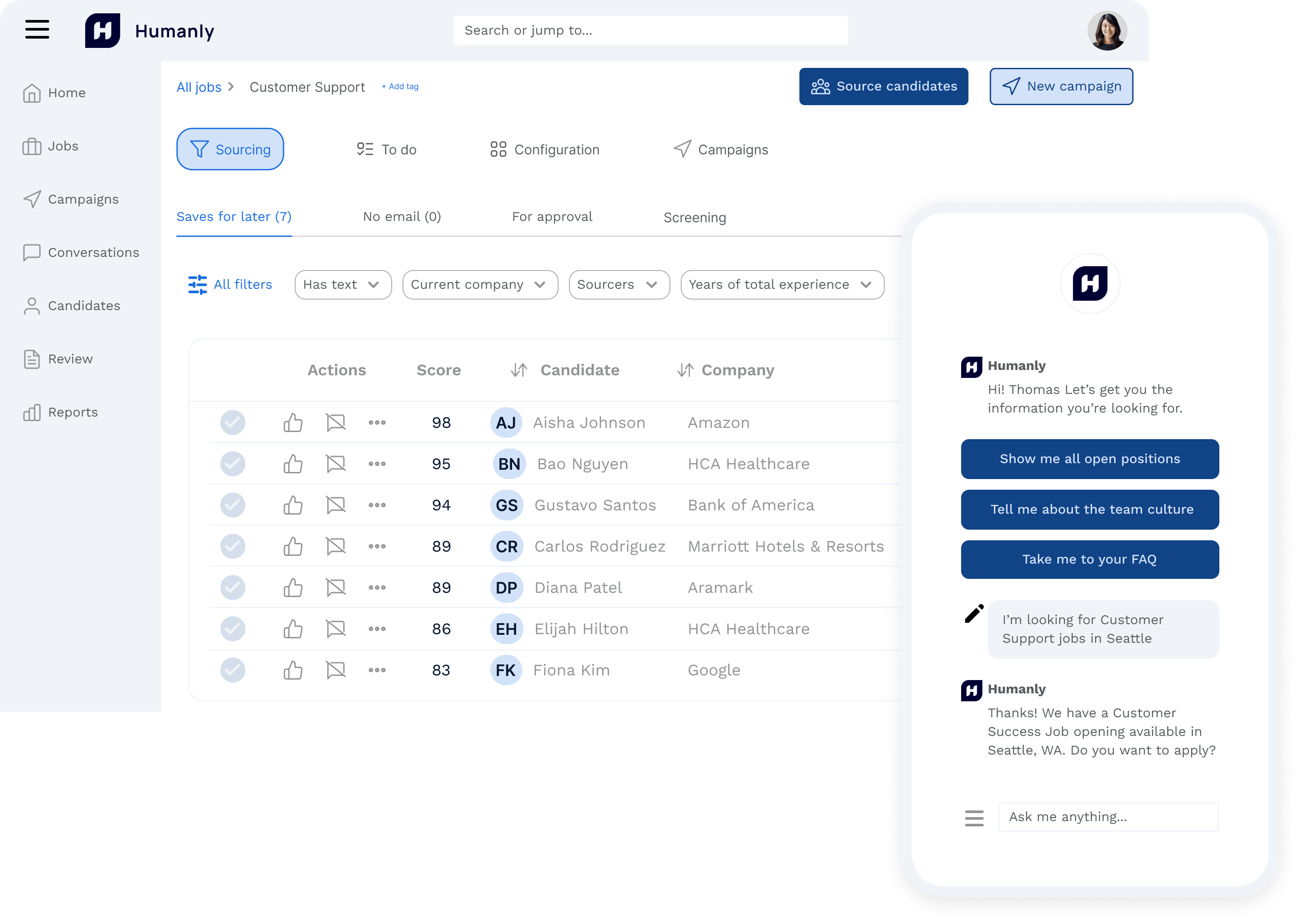 Humanly dashboard